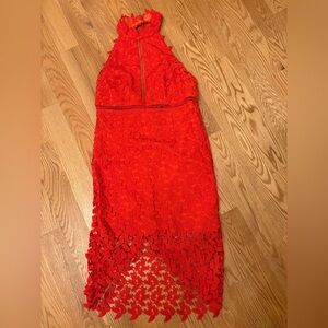 Bardot Fiery Orange Lace Dress